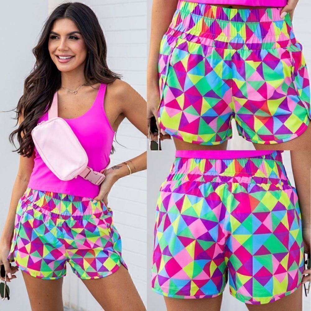 Geometric Print Athletic Shorts